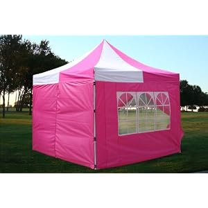 10x10 Pop up 4 Wall Canopy Party Tent Gazebo Ez Pink White by 