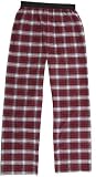 Adult Flannel Pants Elastic Waist No Fly Maroon Red and White Plaid