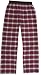 Adult Flannel Pants Elastic Waist No Fly Maroon Red and White Plaid