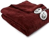 Sunbeam Royal Retreat Queen Heated Blanket, Microplush, Raisin