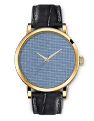 SPRAWL Aanalog Fashion Series Gold Ladies Watches of Genuine Black Leather Strap,Unique Wrist Watch for Women Girls Designed with Blue-and- white stripes