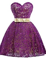 Cocktail Short Lace Sweetheart Homecoming Dress/Prom Dress/Mini Dress  With a Ribbon  and a Sash 