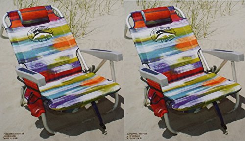 2 Tommy Bahama 2015 Backpack Cooler Chairs with Storage Pouch and Towel Bar- multicolor