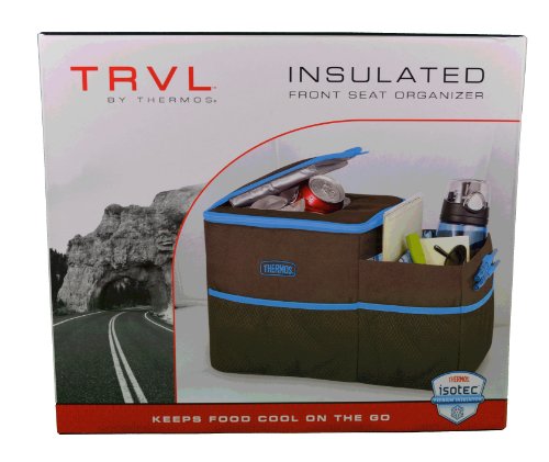Thermos TRVL Insulated Cooler Bag Car Front Seat Organizer Brown/Blue reviews
