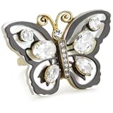 Juicy Couture Butterfly Stone Ring Black Gold-