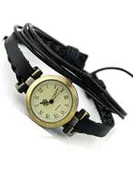 Womens Retro Vintage Weave Wrap Faux Leather Bracelet Quartz Wrist Watch