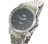 Q&Q Mens Analog Dress Watch 132 FT Water Resistant Gunmetal Tone Black Dial