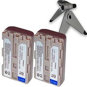 PRO SERIES Equivalent SONY NP-FM50 / NP-FM30 / NP-FM70 Li Ion Battery 2-Pack for SONY MVC-CD500 / DSC-S85 / DSC-S50 and More *Includes Mini Tripod