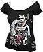 Spiral - Womens - ROCK ANGEL - 2in1 White Ripped Top Black