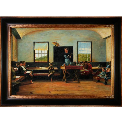 overstockArt Homer The Country School with Opulent Frame with Dark Stained Wood Gold Trim