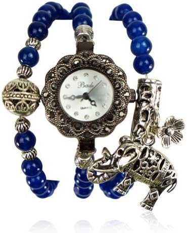 ZLYC Vintage Handmade Beaded Elephant Charm Wrap Bracelet Watch