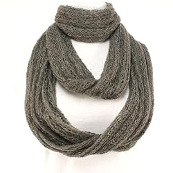 Soft Knit Chain Circle Loop Eternity Scarf Charcoal Gray