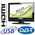 MEDION MD 20174 66cm / 26" HD LCD TV DVB-T Tuner 3x HDMI USB SRS CTI OSD YUV/PC USB-Anschluss f�r MP3- und JPG-Wiedergabe � EPG � VT