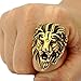 Trendsmax Retro Mens 316L Stainless Steel Roaring Lion King Ring Engraved Carved Gold Tone