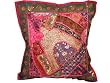 Beaded Zardozi Vintage Sari Decorative Red Floor Pillow Cushion Covers