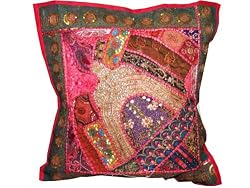 Bridal Sari Decorative Pillows Red Indian Floor Cushion Covers