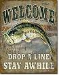 Welcome Bass Fishing Tin Sign 16" X 12.5"