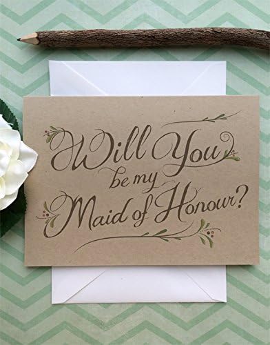 Will You Be My Maid Of Honour Card - Kraft Rustic Maid Of Honour Cards