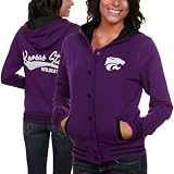 NCAA Kansas State Wildcats Ladies Purple Varsity Blues Full Button Hoodie Sweatshirt