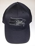 NFL Men's Seattle Seahawks End Zone Black Structured Flex Hat - Tw90Z (Black, Small/Medium)