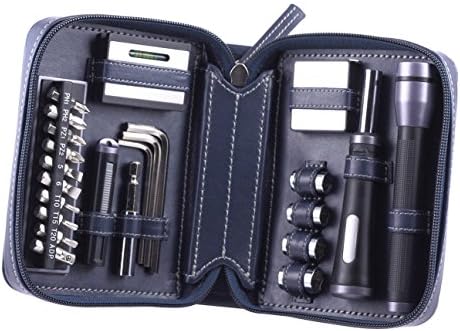 23-Piece Household Tool Kit with Dark Blue Leather Casing