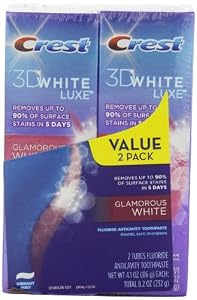 Crest 3d White Luxe Glamorous White Toothpaste, Vibrant Mint, Twin Pack 2 X 4.1 Oz