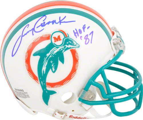Larry Csonka Autographed Mini Helmet | Details: Miami Dolphins, Throwback, Teal Mask, with 