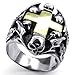 KONOV Mens Stainless Steel Ring, Gothic Skull Cross, Gold Black Silver