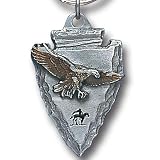 Pewter Key Ring - Eagle On Arrowhead - Pewter Key Ring - Eagle On Arrowhead
