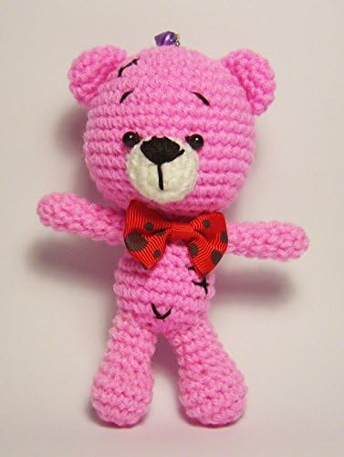 Teddy Bear Stuffed Toy, Hand Made Key Chain for Handbag or Decoration (Pink)