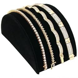 Black Velvet Bracelet Half Moon Display Ramp Stand 5"