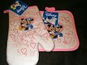 Disney Mickey & Minnie 2 Pot Holders & Oven Mit