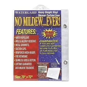 Heavyweight Mildew-Resistant Watergard Shower Curtain Liner- White