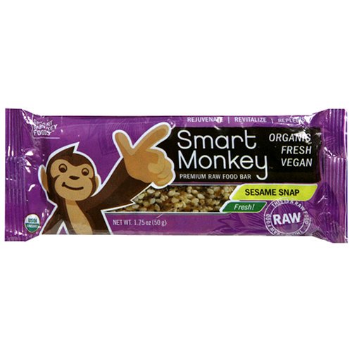 SmartMonkey Premiun Raw Food Bars, Sesame Snap, 1.75-Ounce Bars (Pack of 16)