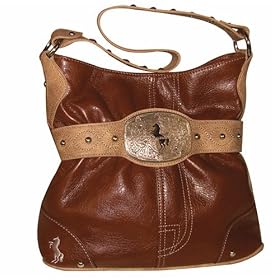 Western Belted Hobo Bag w Cowgirl Up in Brown or Black