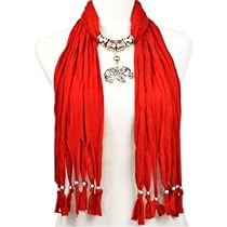 Hot Sale Red Jewellery Scarf with Elephant Pendant, NL-1788J