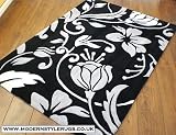 Kitchen & Housewares : Damask Black Large Modern Rugs 120cmx170cm