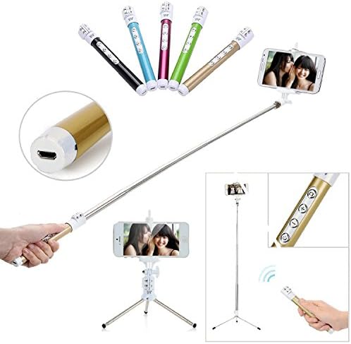 Dispho® Selfie Stick with Foldable Holder, Built-in Bluetooth Remote Shutter and Hand Strap Extendable Self-portrait Monopod-Blue