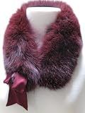 Luxurious Fox Fur Collar Burgundy