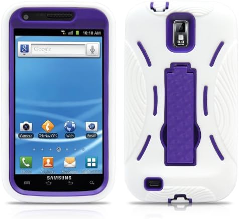 Galaxy S2 Case, MagicMobile® Hybrid Shockproof Impact Resistant Rugged Armor Defender with Kickstand Plastic Shell + Soft Silicone / White Purple (Compatible with Model Hercules SGH-T989)