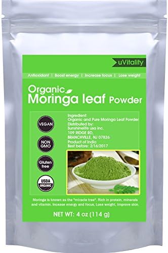 uVitality Organic Moringa Oleifera leaf Powder Natural and Pure 4oz