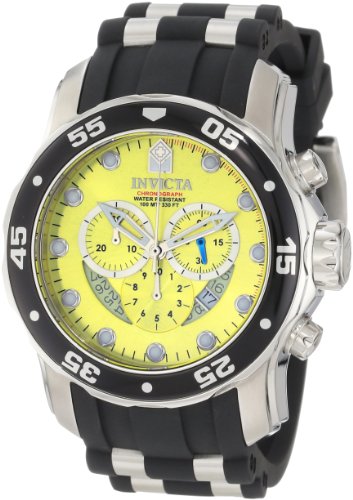 Invicta Men's 6978 Pro Diver Collection Chronograph Yellow Dial Black Polyurethane Watch