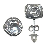 10 mm Cubic Zirconia Stud Ying Yang Men's Single Earring (Only one earring, image shows both angles)