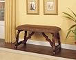 La Questa Cottonwood Bench with Brown Distressed Faux Leather Fabric By Powell Furniture