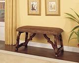 La Questa Cottonwood Bench with Brown Distressed Faux Leather Fabric By Powell Furniture