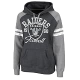 NFL Women's Oakland Raiders Gameday Heroes II Long Sleeve Raglan Pullover Fleece Heather Hood