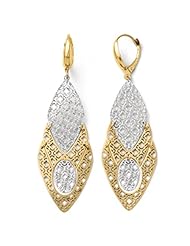 14k White and yellow gold Leslies Two tone Fancy Leverback Earrings