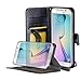 Galaxy S6 Edge Case, ACEABOVE [Stand Feature] Galaxy S6 Edge Wallet CaseNEW [Book Cover Case] [Black] - Premium Genuine Leather Wallet cover with Hand Strap - Galaxy S6 Edge Leather Case with STAND Flip Cover and Credit Card ID Holders for Samsung Galaxy S6 Edge 2015 Model - (Black)