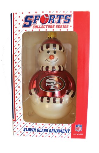 NFL 49ers Snowman Blown Glass Ornament - Sports Collectors Series