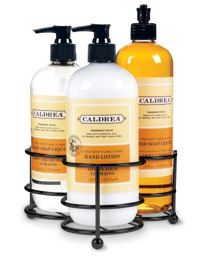Caldrea 3-piece Cloverleaf Sink Set, Citrus Mint Ylang Ylang - Black by Gift of Essential Oils